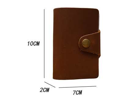 Dark Brown Cowhide Card Holder with Open Design for Wallets