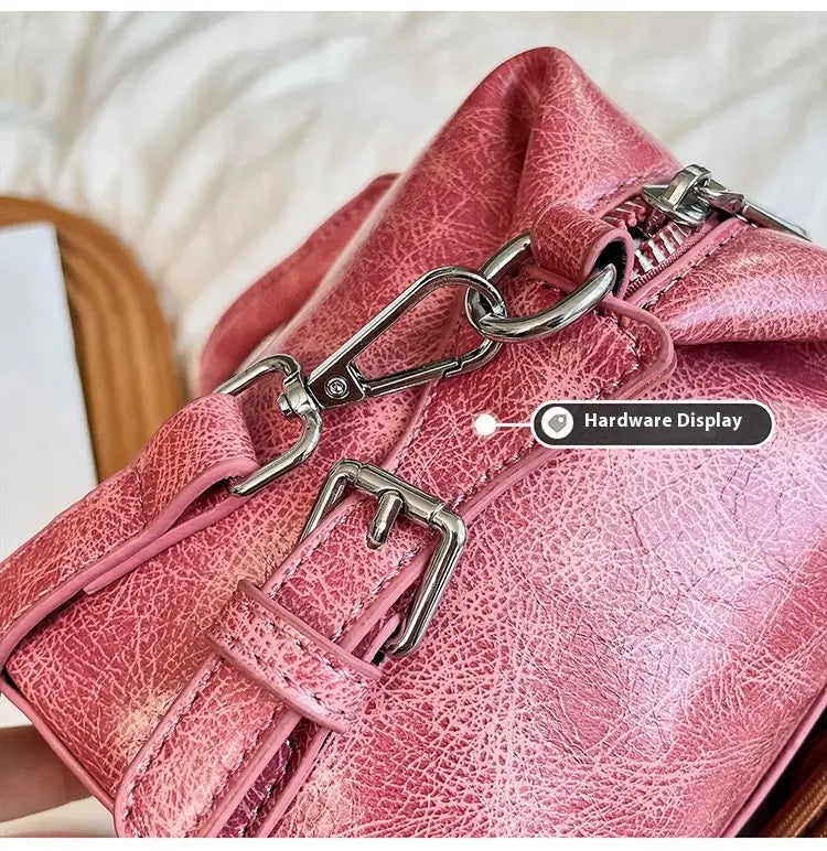 Borsa a tracolla a tracolla in pelle morbida con cerniera per donna