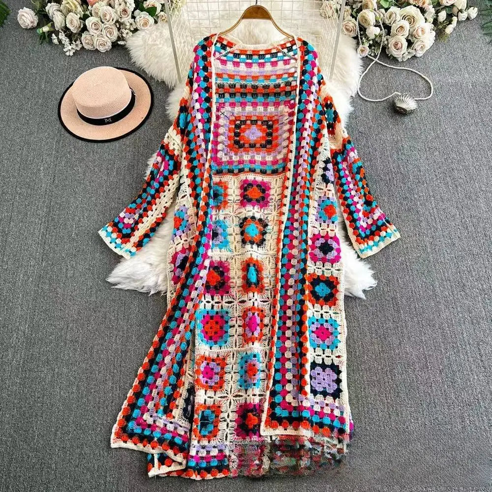 Cotton cardigan scaoilte scaoilte fada sleeve fada bándearg gorm dearg gorm dearg