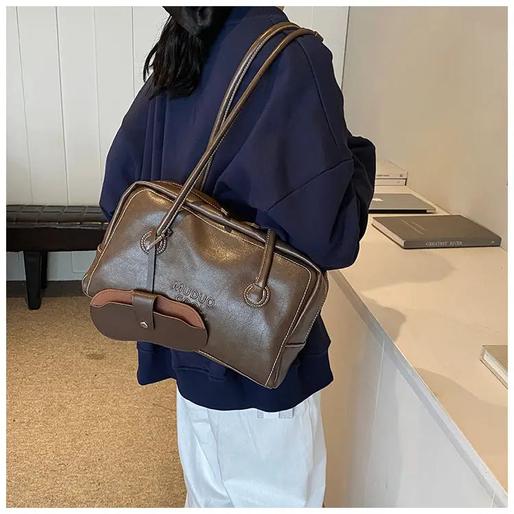 Casual Tote Bag Retro Fashion Polyester Cotton Brown and Red