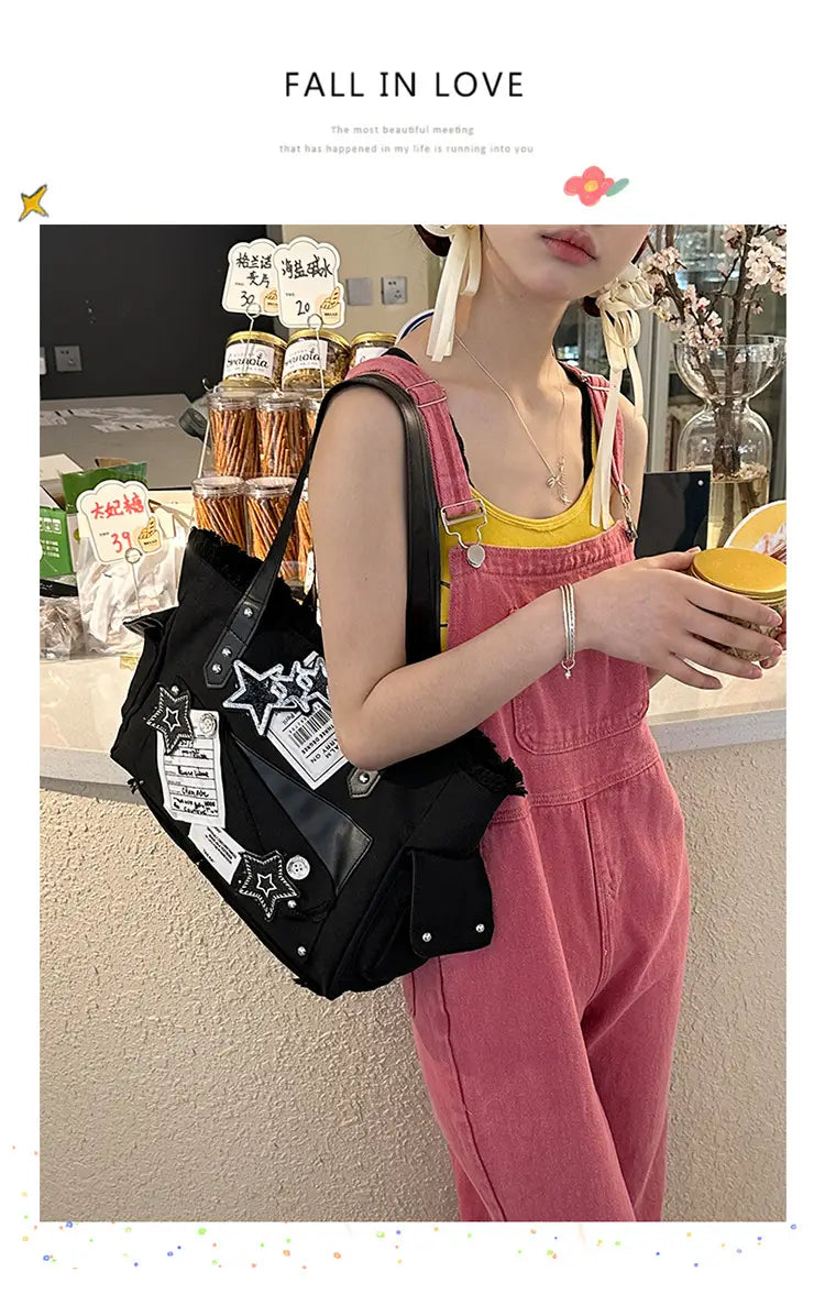 Y2G Large Capacity Canvas Tote Bag for Xingx Commuter and Street Trend