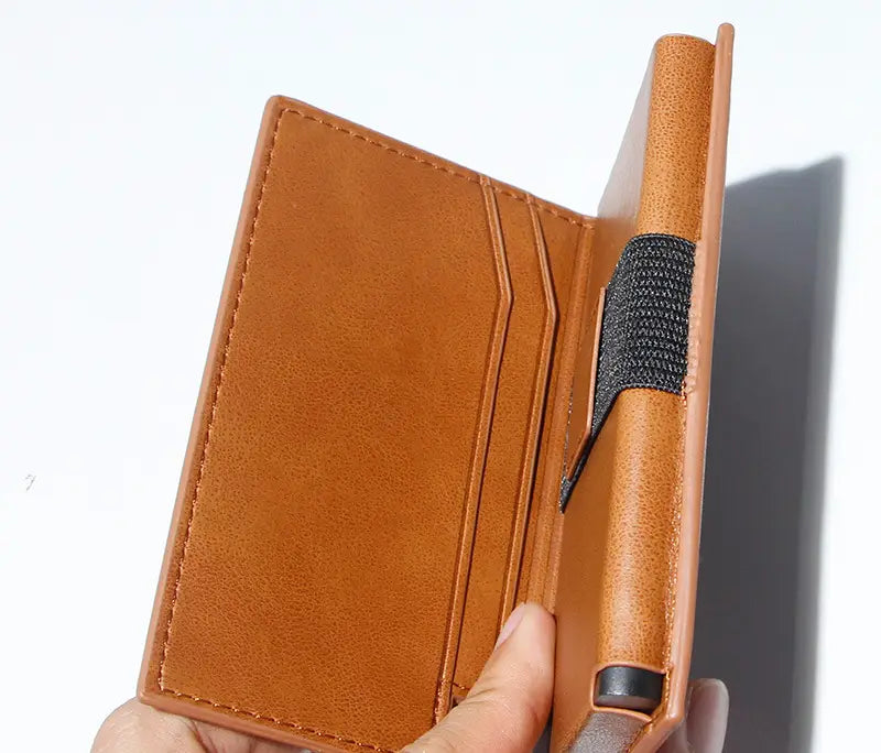 Retro PU Metal Wallet with Carbon Fiber Pattern for Men in the United States