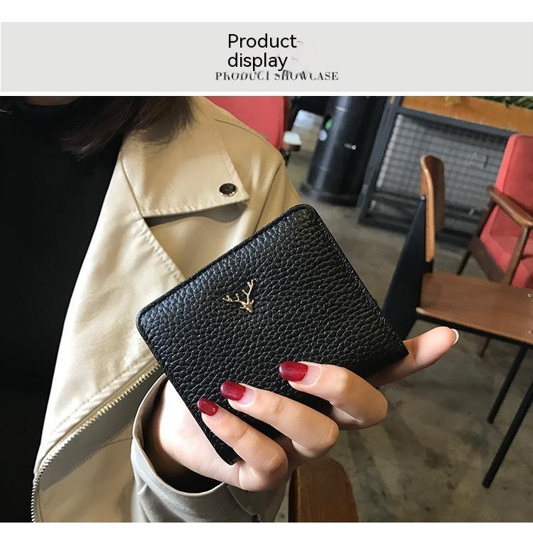 Leather Small Folding Women’s Short Ultra-thin Mini Coin Purse Korean Fashion Wallet - Tiny Purse Big Style Genuine