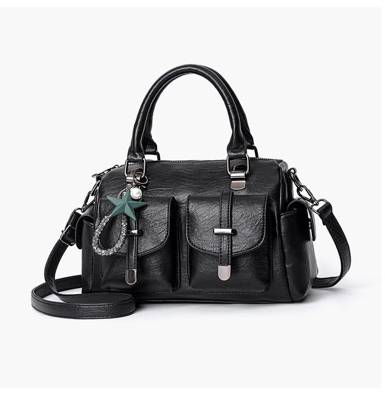 Geanta de umăr din piele PU cu compartimente cu fermoar pentru femei multiple culori