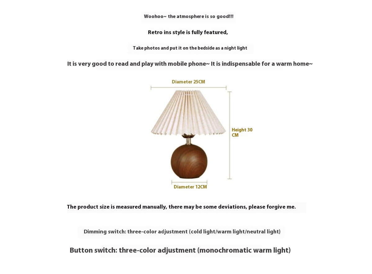 Monochrome Warm Light Bedside Lamp for Bedroom and Dormitory Decor