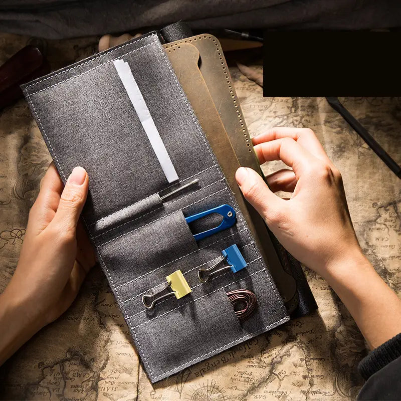 Crazy Horse Leather Long Wallet in Dark Brown Blue and Coffee Colors