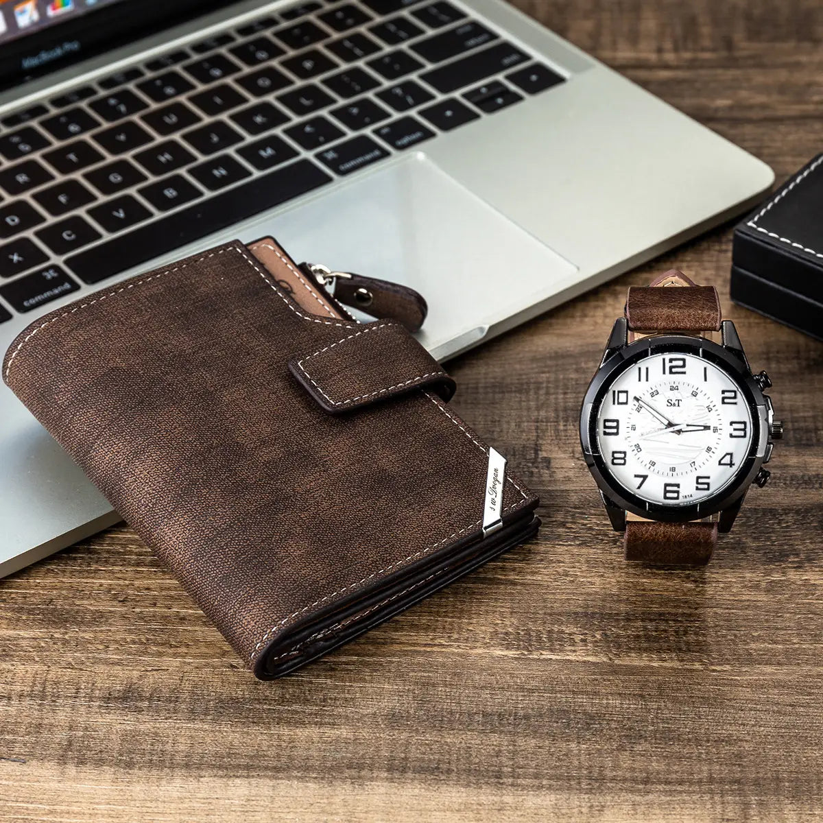 United States CHF Watch and Wallet Set with Stainless Steel Strap