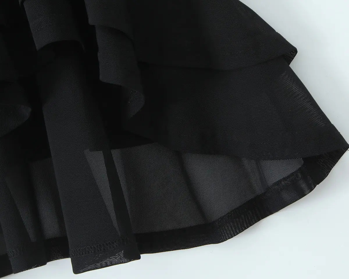 Abito gonna in poliestere nero con stile imbrattato per donne