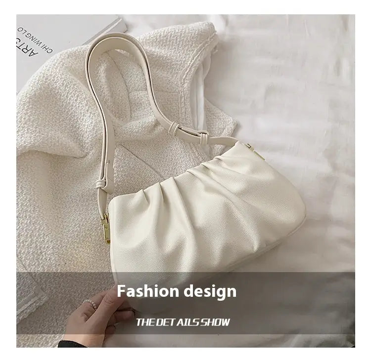 Pleated Cloud Bag Underarm Leather Shoulder Messenger in Multiple Colors