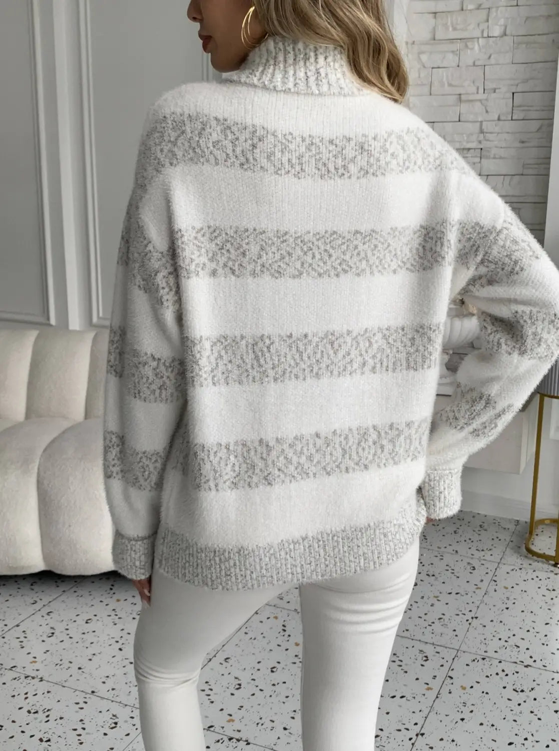 Suéter chenille suéter para mujer fit bloque de color suave top de punto suave