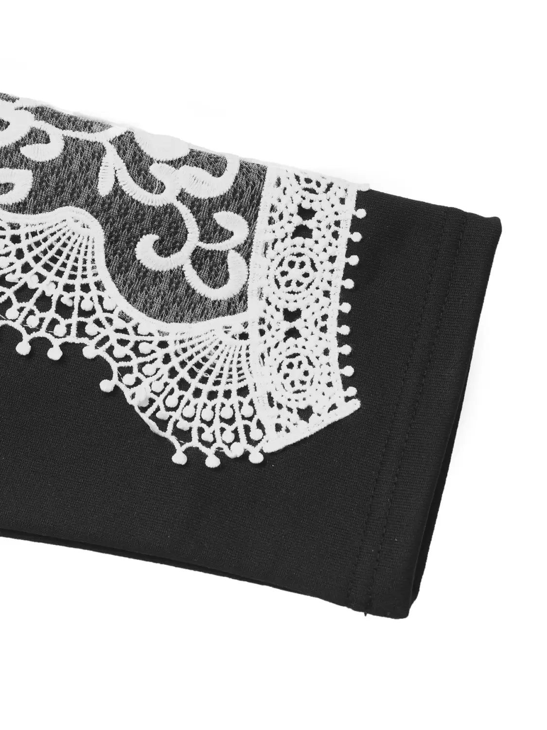 Black Lace Pullover cu mânecă lungă Casual Casual Femei Asiatice Dimensiuni S la XL