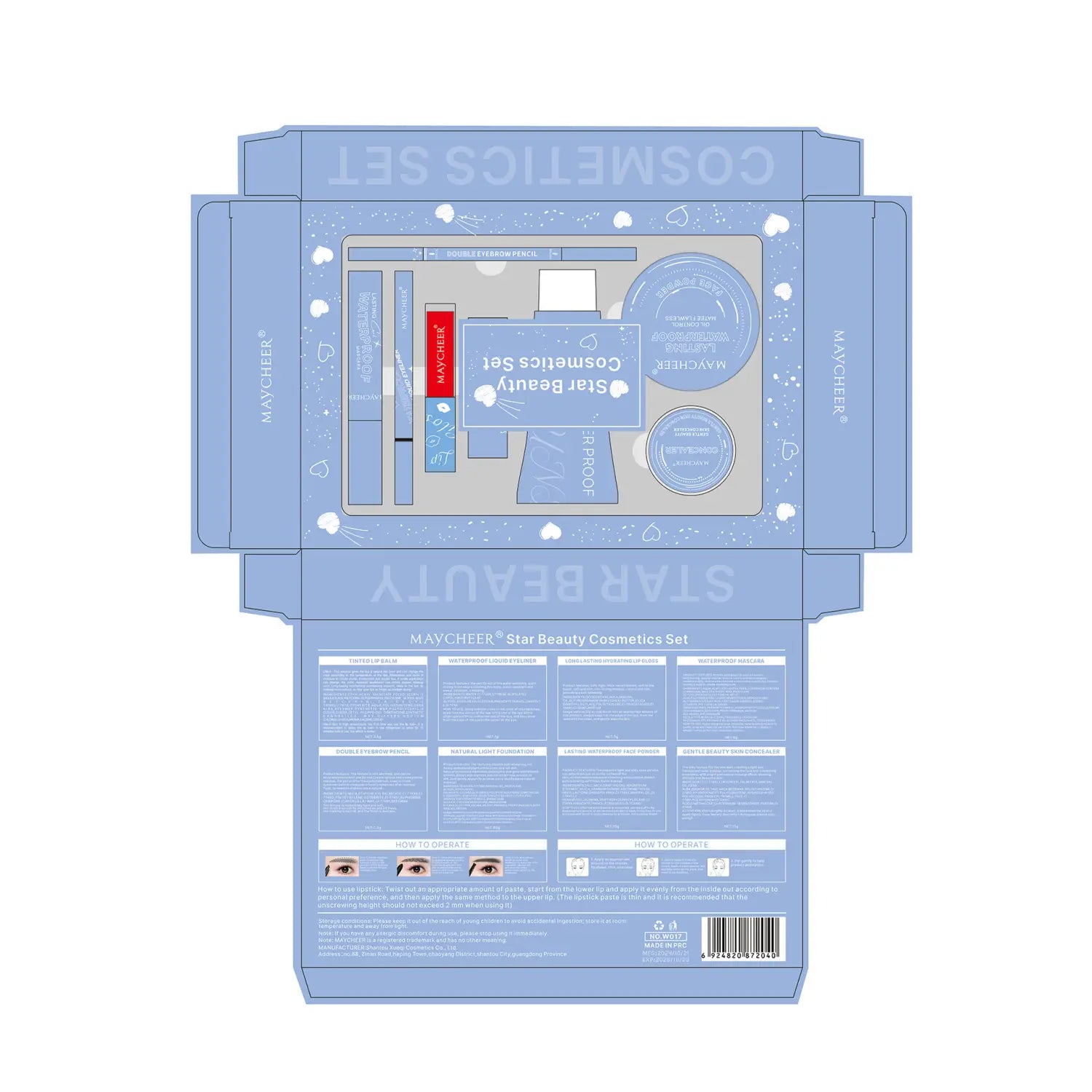 Blue Heart-to-Heart Beauty Kit with Mascara and Makeup Set