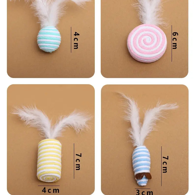 Seitsmetükk puuvill Cat Cat mänguasja, mis on seatud tahketes ja segavärvides