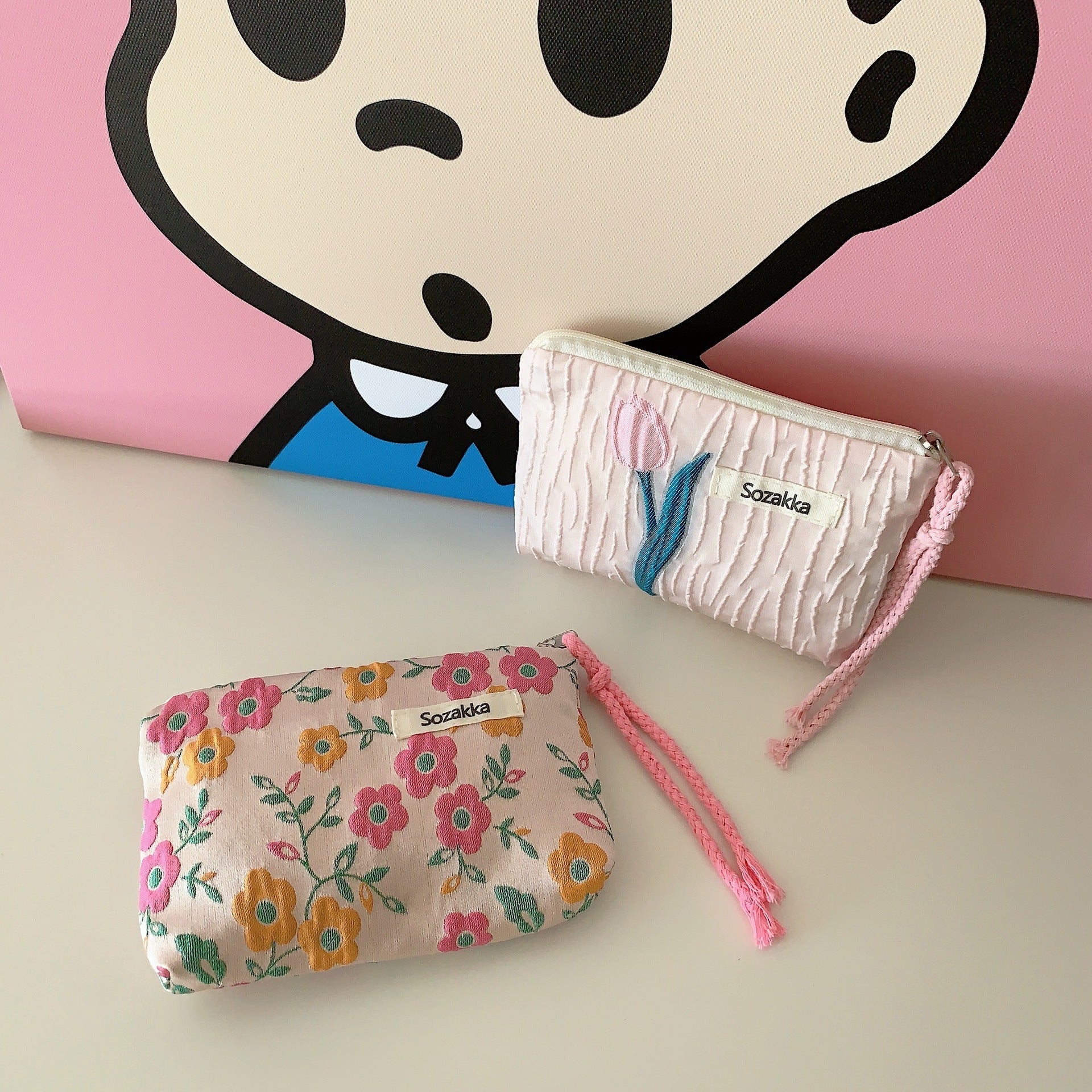 Rope Mouth Red Envelope Female Cosmetic Bag Portable Portable Coin Purse Wash Bag - Bubble Big Flower Bag