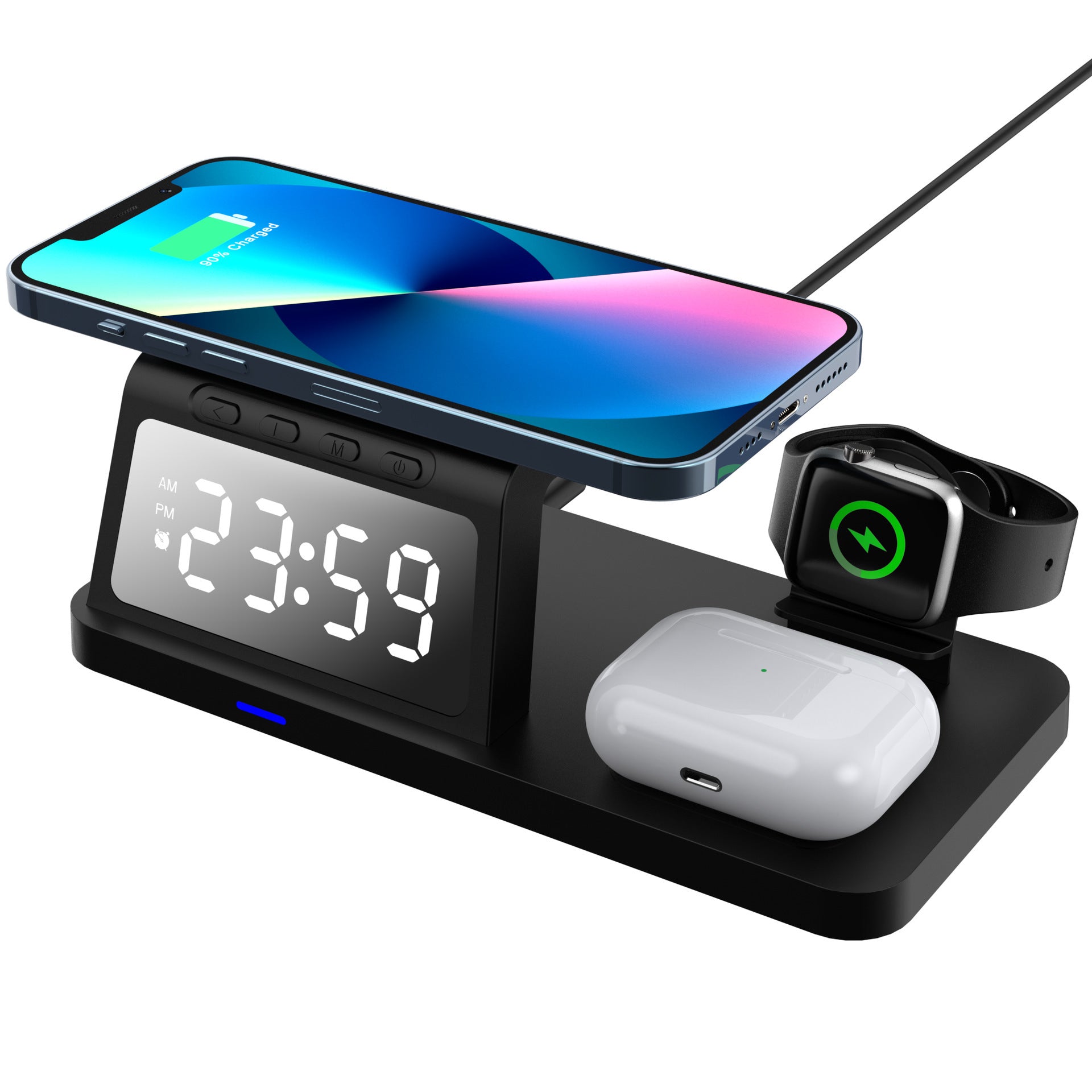 Four-in-one Clock Wireless Charger Fast Charger - Four-in-One Wireless Charger for Speedy Time Travel