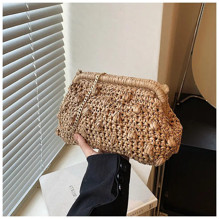 Bolsa de tecido macio branca de cáqui com zíper interno e alça de ombro único