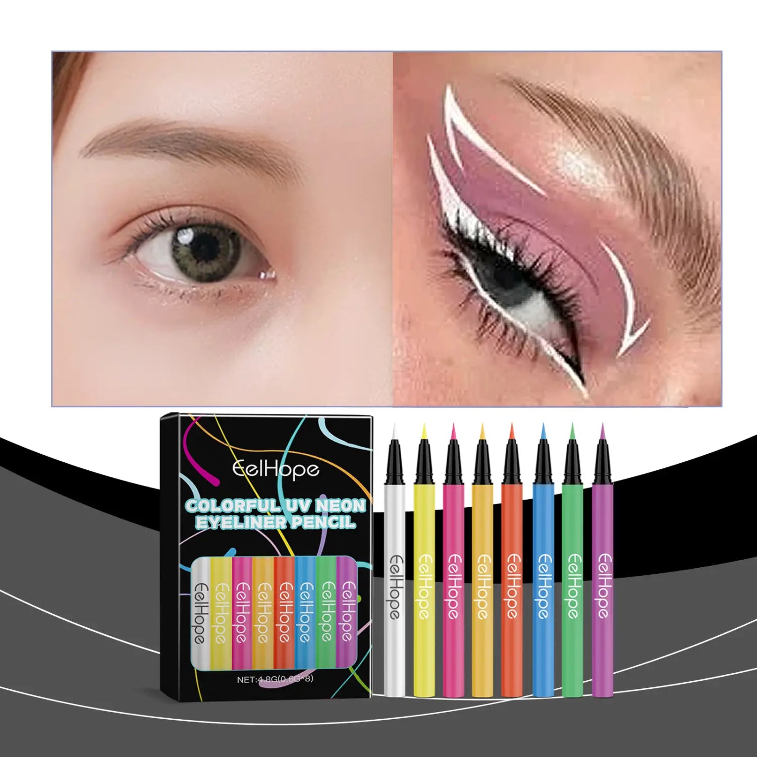 Neon Liquid Eyeliner with Silky Finish in Vibrant Party Colors