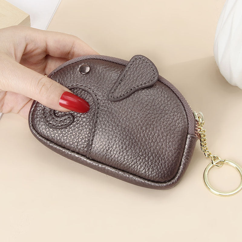 Female Creative Keychain Cartoon Elephant Wallet - Quirky Elephant Wallet for the Creative Woman