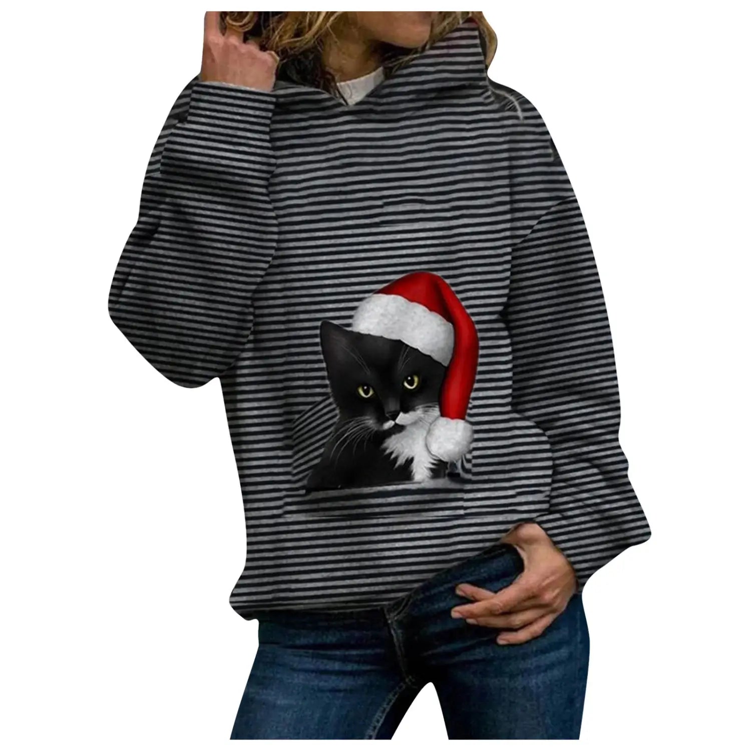 Long Sleeve Pullover Polyester Blend Top Women’s Pink Red Black Gray S-3XL