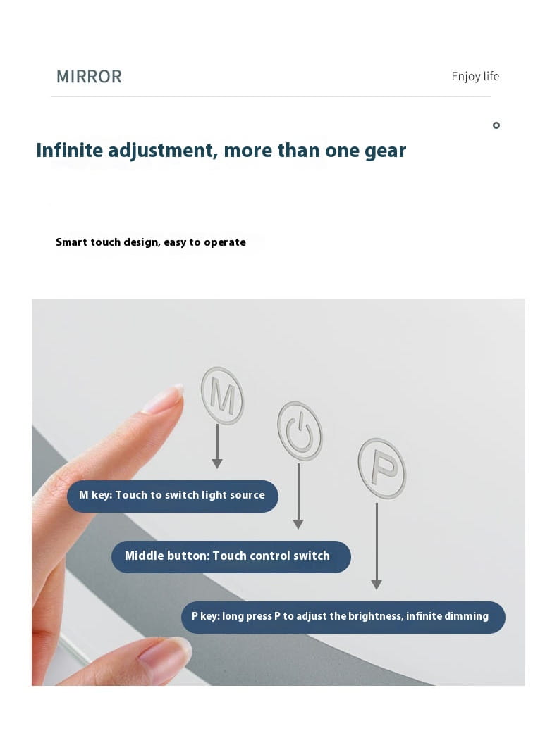 Light Mirror Desktop LED with Aluminum Frame for Living Room and Bedroom