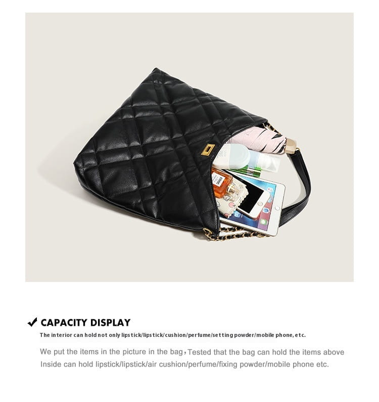 Classic Style Rhombus Urban Shoulder Bag with Large Capacity Genuine Leather Chain