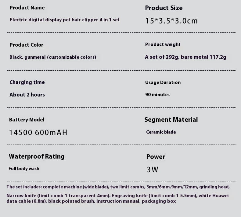Neljä kehon lemmikkieläinten parranajokone
