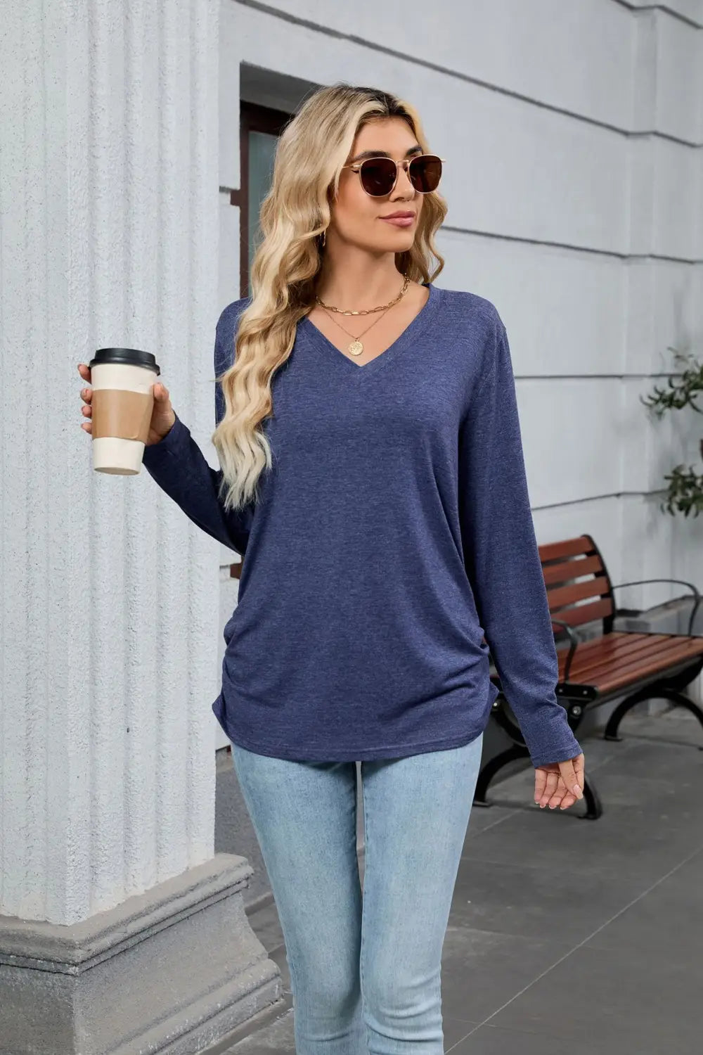 Frauen gefalteter Pullover Pullover personalisierte Farben Casual Workwear S-XXL