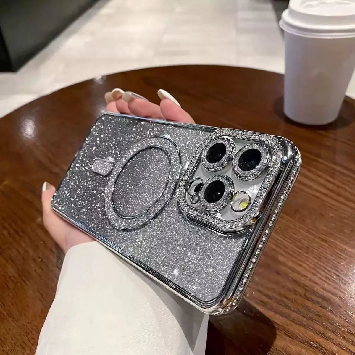 Multicolor Shockproof Magnetic TPU Phone Case with Rhinestones and Heat Dissipation