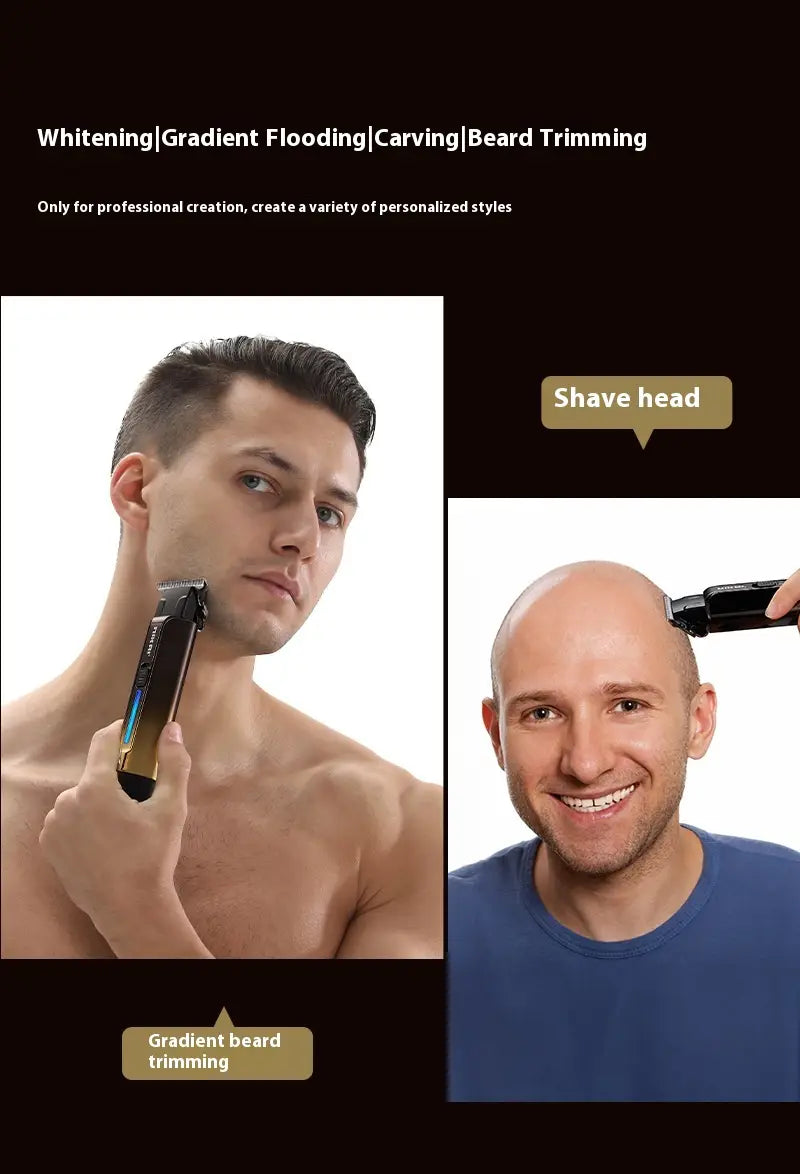 Retro Oil Head Electric Hair Clipper with Carving and Rechargeable Battery