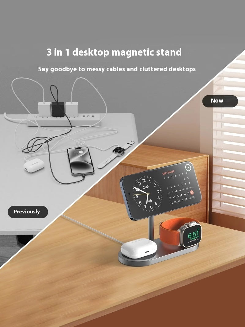 Magnetic Fast Charging Three-in-one Wireless Charger - Suction Wireless Charger That Magically Charges Stuff