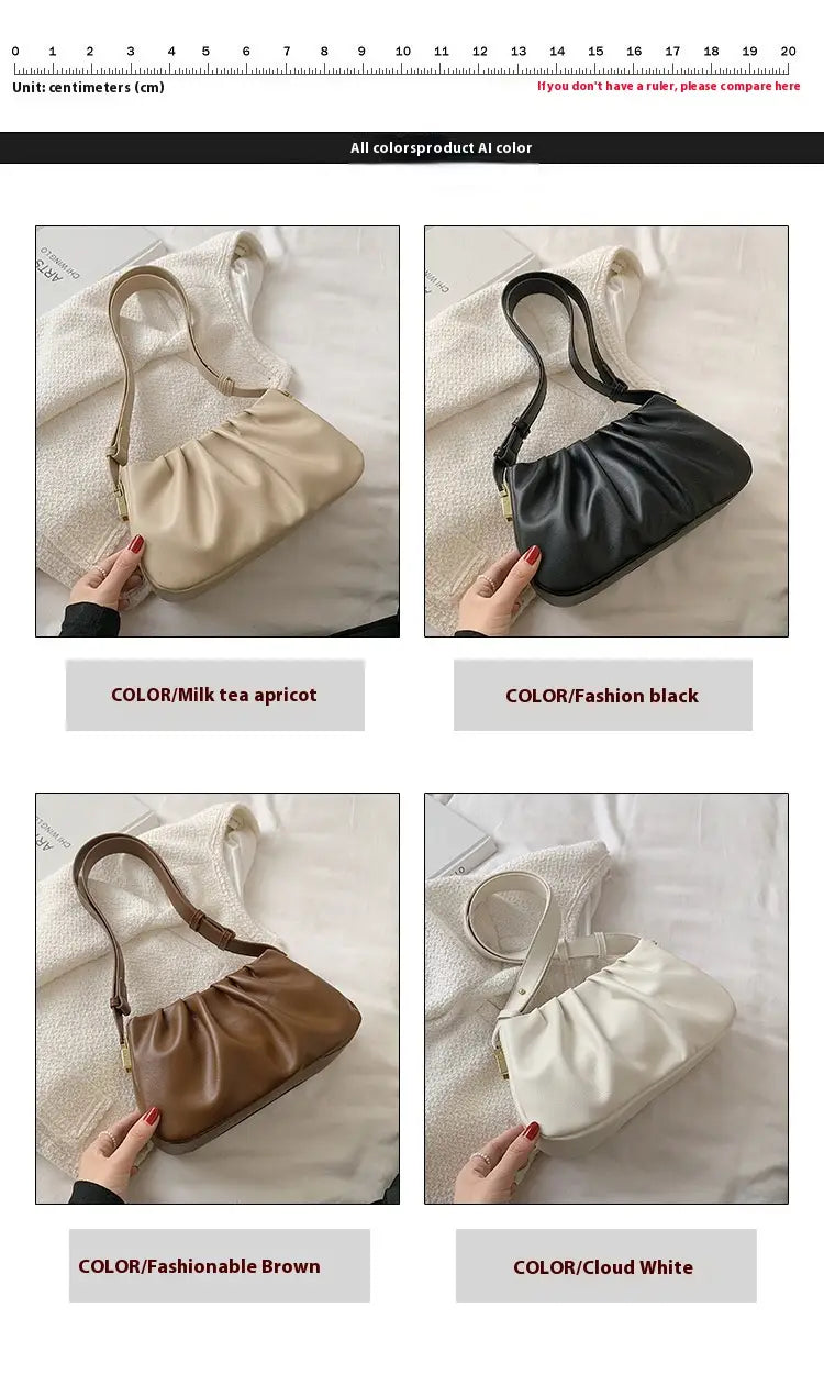 Pleated Cloud Bag Underarm Leather Shoulder Messenger in Multiple Colors