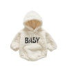 Baby alphabet baby robe hooded romper - Beige