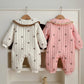 Baby And Infant Winter Clothes Quilted Jumpsuit Baby Girl Cute Super Cute Romper Newborn Korean Style Bow Romper - Cute