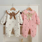 Baby And Infant Winter Clothes Quilted Jumpsuit Baby Girl Cute Super Cute Romper Newborn Korean Style Bow Romper - Cute