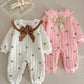 Baby And Infant Winter Clothes Quilted Jumpsuit Baby Girl Cute Super Cute Romper Newborn Korean Style Bow Romper - Cute