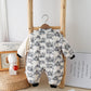 Baby Autumn And Winter Onesie Newborn Chinese Wind Panda Go Out Clothes Plus Velvet Thickened Romper - Snuggly Panda