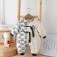 Baby Autumn And Winter Onesie Newborn Chinese Wind Panda Go Out Clothes Plus Velvet Thickened Romper - Snuggly Panda