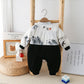 Baby Autumn National Style Cartoon Jumpsuit With Plush Climbing Suit - Tiny Tots Adventure in Cozy Cartoon Jumpsuit