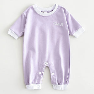 Korean Style Triangle Jumpsuit for Infants Cotton Autumn in Light Purple Green Sky Blue - Tiny Fashionista’s Cozy
