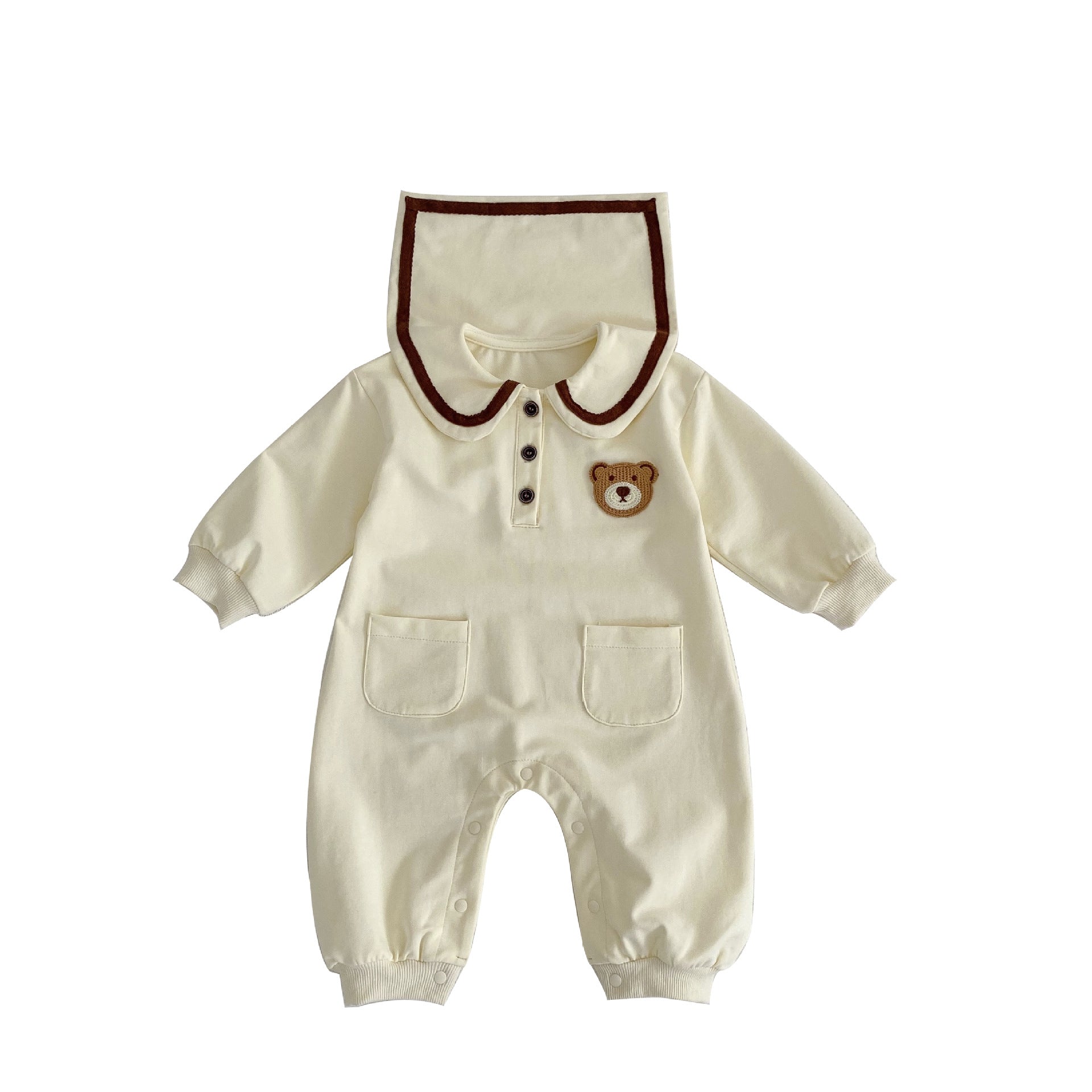 Baby Bear Pocket Romper Turn-down Collar Coat - Snug as a Baby Bear in this Chilly Coat