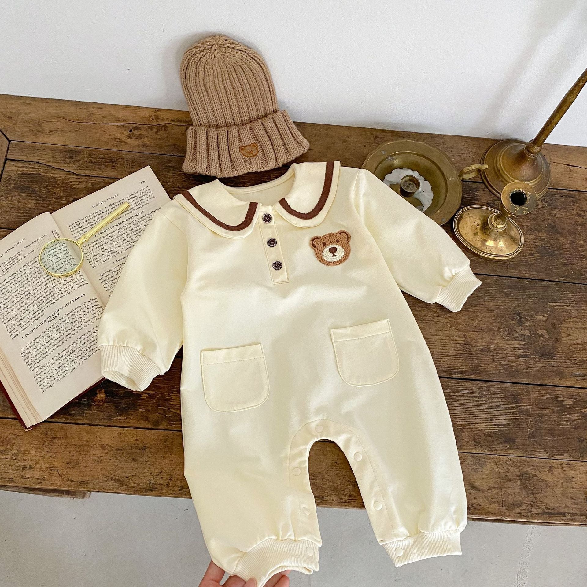 Baby Bear Pocket Romper Turn-down Collar Coat - Snug as a Baby Bear in this Chilly Coat