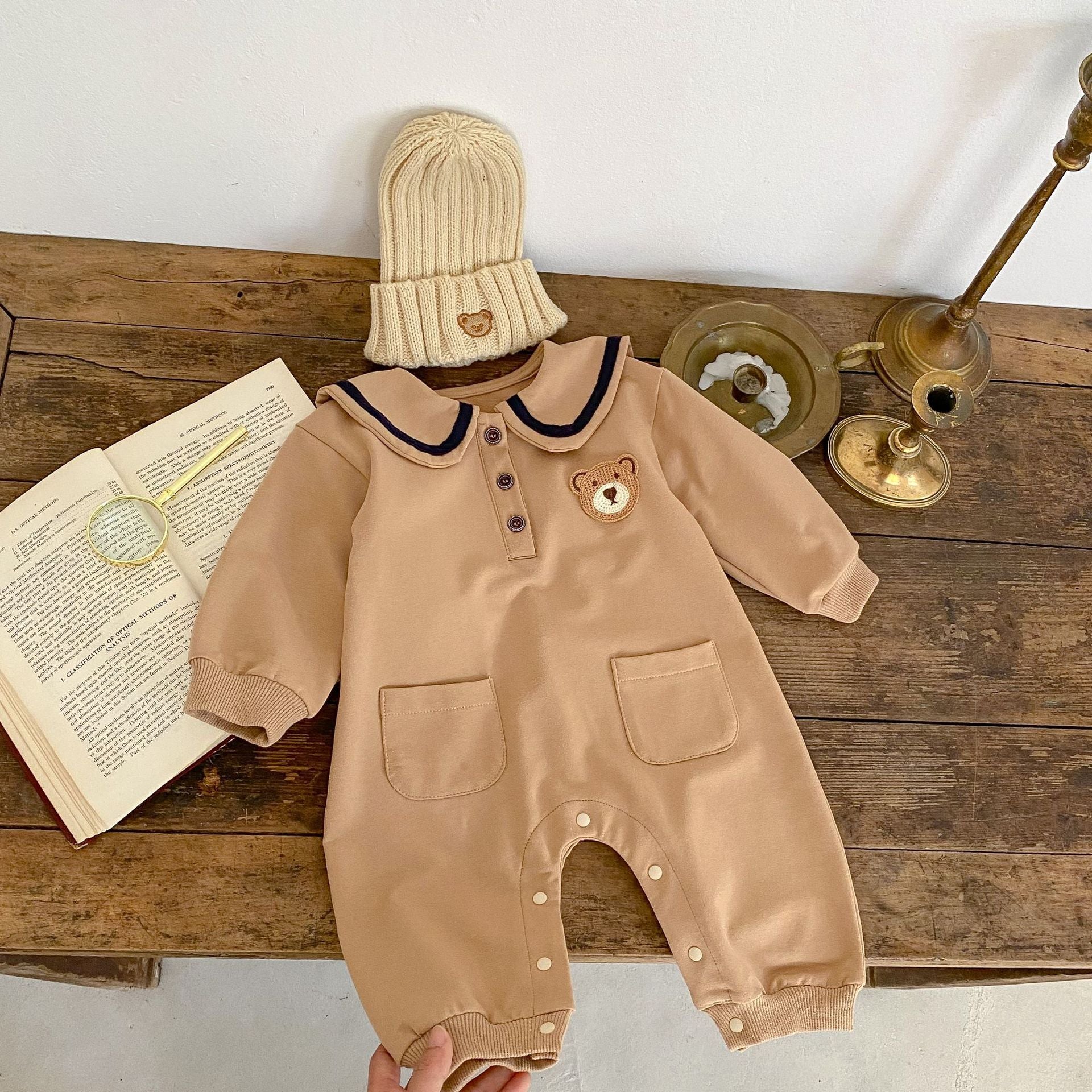 Baby Bear Pocket Romper Turn-down Collar Coat - Snug as a Baby Bear in this Chilly Coat