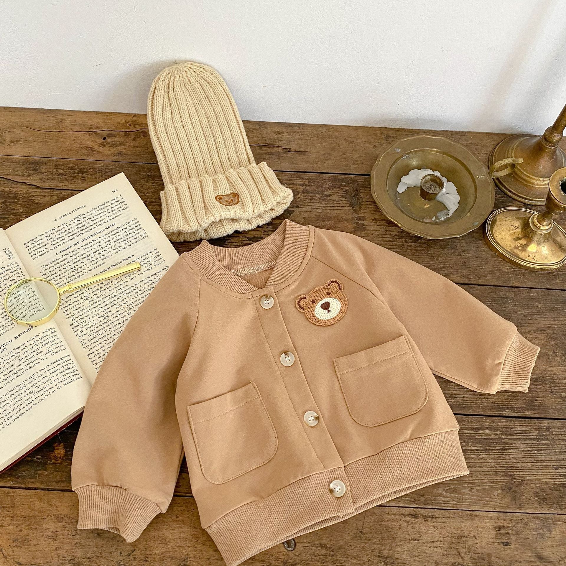 Baby Bear Pocket Romper Turn-down Collar Coat - Snug as a Baby Bear in this Chilly Coat