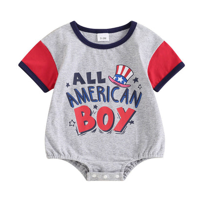 Baby Boy Color Matching Letters Printed Romper - Baby Boy Romper for Tiny Trendsetters in Training