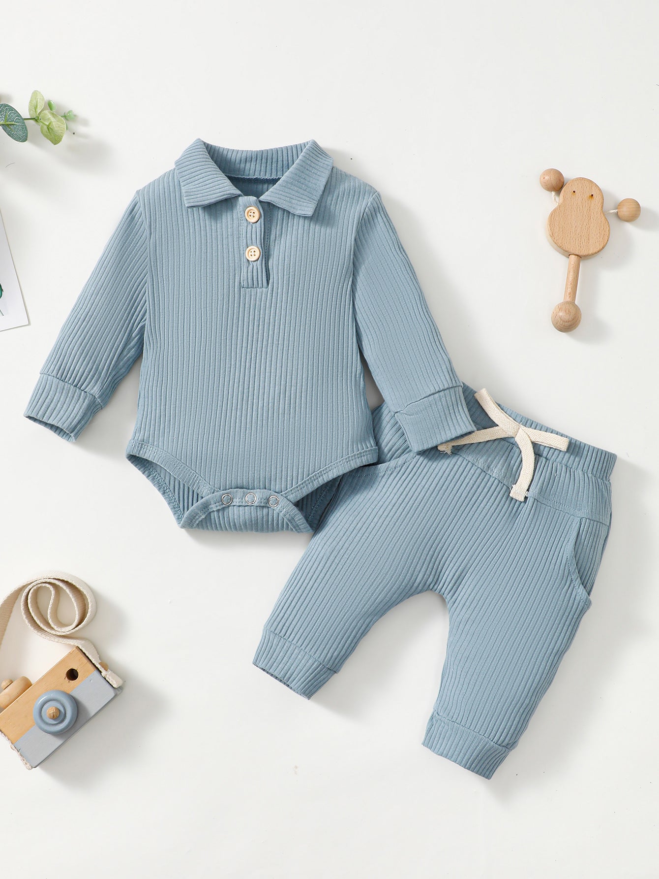 Baby Boy Cotton Hollow Striped Polo Shirt Trousers Suit - Tiny Tots Looking Sharp in Baby Boy Polo Trousers