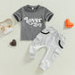 Baby Boy Short Sleeve Monogram Print T-shirt Gray Summer Clothing Set - Cozy Cotton Clothes for Tiny Trendsetters