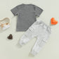 Baby Boy Short Sleeve Monogram Print T-shirt Gray Summer Clothing Set - Cozy Cotton Clothes for Tiny Trendsetters