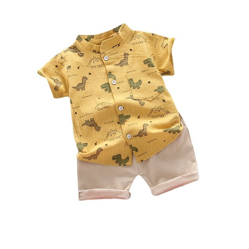 Baby Boy Short Sleeve Suit Personality Shirt Shorts Wholesale - Tiny T-Rex Looks Cute in Dinosaur Shirt Short Sleeve