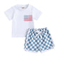 Baby Boy Shorts Short Sleeve Printed Chessboard Plaid Two-piece Set - Tiny Trendsetter Baby Boy Chessboard Chic Set