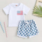 Baby Boy Shorts Short Sleeve Printed Chessboard Plaid Two-piece Set - Tiny Trendsetter Baby Boy Chessboard Chic Set